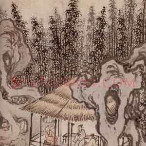 明代 孙克弘《销间清课图》国画山水作品图片赏析