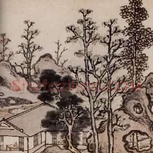 明代 孙克弘《销间清课图》国画山水作品图片赏析