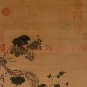 明代 周之冕《画葡萄松鼠》国画花鸟作品图片赏析