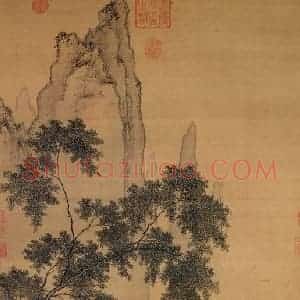 明代 周臣《画闲看儿童捉柳花句意》国画综合作品图片赏析