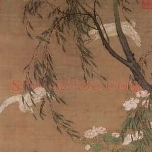 明代 吕纪《秋鹭芙蓉图》国画花鸟作品图片赏析
