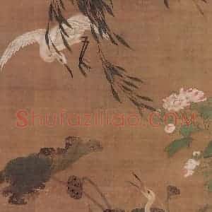 明代 吕纪《秋鹭芙蓉图》国画花鸟作品图片赏析