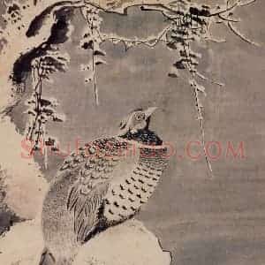 明代 吕纪《寒雪山鸡图》国画花鸟作品图片赏析