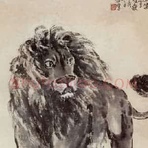 现代 徐悲鸿《怒视》国画综合作品图片赏析