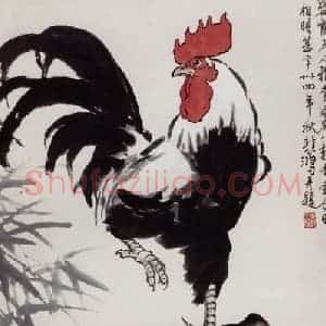 现代 徐悲鸿《晨鸣》国画综合作品图片赏析