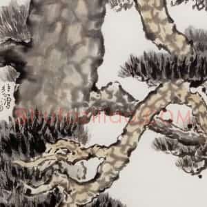 现代 徐悲鸿《松鹤》国画综合作品图片赏析