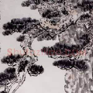 现代 徐悲鸿《松下信步》国画综合作品图片赏析