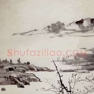 现代 徐悲鸿《秋江扁舟图轴》国画综合作品图片赏析