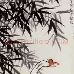 现代 徐悲鸿《引颈高歌》国画综合作品图片赏析