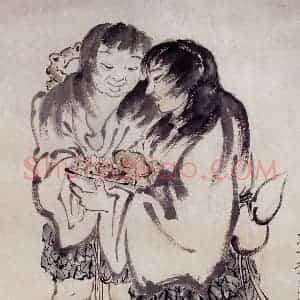 现代 徐悲鸿《二仙图》国画人物作品图片赏析