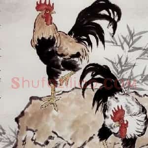 现代 徐悲鸿《竹报平安》国画综合作品图片赏析