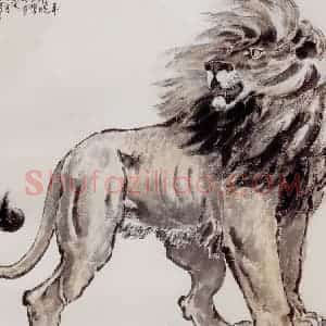 现代 徐悲鸿《怒吼》国画综合作品图片赏析