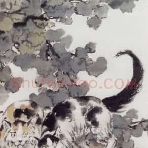 现代 徐悲鸿《寻视》国画综合作品图片赏析