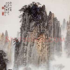 20世纪70年代中期 钱松岩《霁夏山新》国画山水作品图片赏析