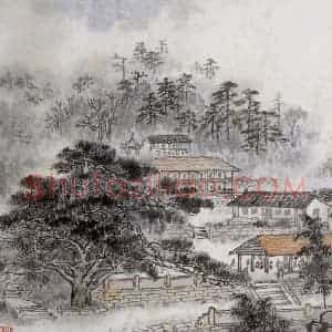 1961年 钱松岩《黄山云谷寺》国画综合作品图片赏析