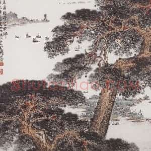 1982年 钱松岩《具区胜境忆家乡》国画综合作品图片赏析