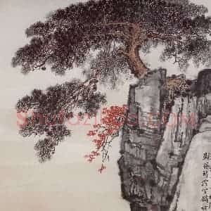 20世纪70年代 钱松岩《泰山松》国画山水作品图片赏析