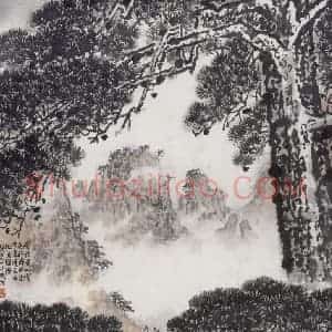 1978年 钱松岩《黄山松涛》国画山水作品图片赏析