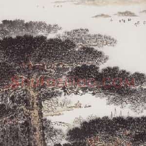 1981年 钱松岩《太湖之滨》国画综合作品图片赏析