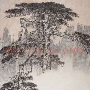 20世纪60年代初期 钱松岩《黄山黑虎松》国画综合作品图片赏析