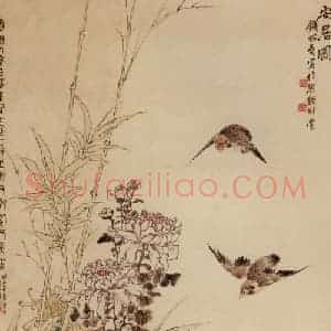 20世纪40年代 钱松岩《安居图》国画花鸟作品图片赏析