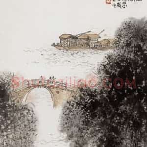 1979年 钱松岩《南湖》国画综合作品图片赏析