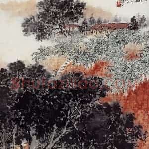 1961年 钱松岩《红岩》国画综合作品图片赏析