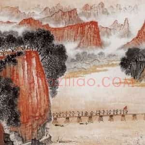 20世纪60年代初期 钱松岩《长征第一桥》国画综合作品图片赏析