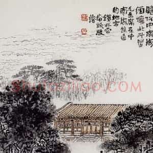 20世纪70年代后期 钱松岩《中南海》国画综合作品图片赏析
