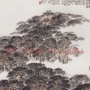 1979年 钱松岩《鉴真大和尚纪念堂》国画综合作品图片赏析