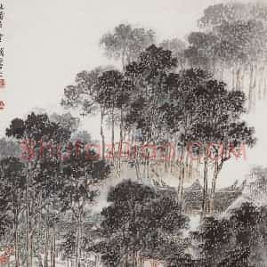 20世纪60年代初期 钱松岩《杜甫草堂》国画综合作品图片赏析