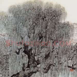 1979年 钱松岩《大寨乐人树》国画综合作品图片赏析