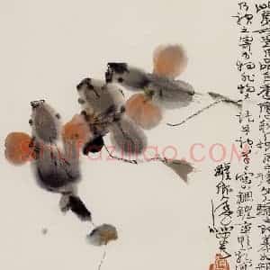 1982年 程十发《花鸟册页》国画花鸟作品图片赏析