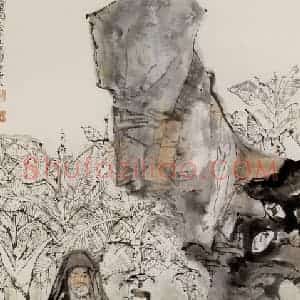 1982年 程十发《授乐图》国画人物作品图片赏析