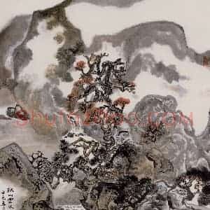 1991年 程十发《秋山云水》国画山水作品图片赏析
