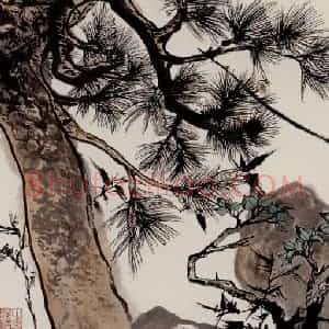 1998年 程十发《岁寒三友》国画花鸟作品图片赏析