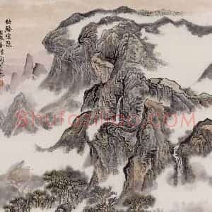 2000年 程十发《幽壑鸣泉》国画山水作品图片赏析