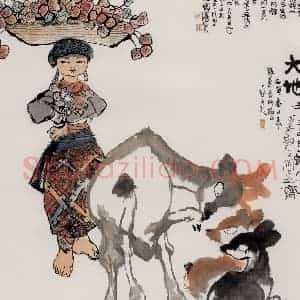 1961年 程十发《大地》国画人物作品图片赏析