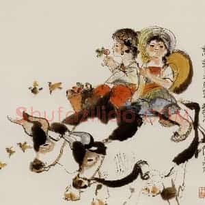 1978年 程十发《果香鸟语》国画人物作品图片赏析