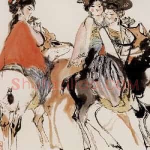 1978年 程十发《骑鹿仙人图》国画人物作品图片赏析