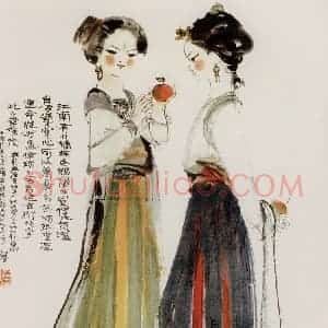 1979年 程十发《张九龄诗意》国画人物作品图片赏析