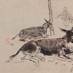 1943年 黄胄《饮驴》国画花鸟作品图片赏析