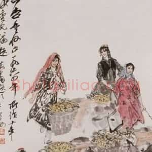 1964年 黄胄《山杏丰收》国画综合作品图片赏析