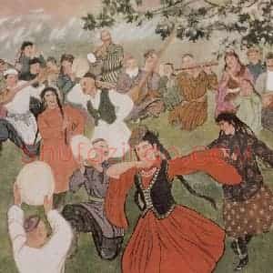 1951年 黄胄《苹果花开的时候》国画人物作品图片赏析