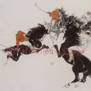 1953年 黄胄《打马球》国画综合作品图片赏析