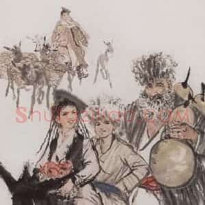 1959年 黄胄《赶集》国画人物作品图片赏析