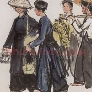 1960年 黄胄《赶墟》国画人物作品图片赏析