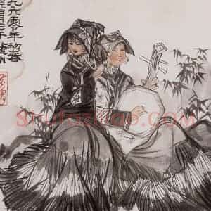1960年 黄胄《彝族歌手》国画人物作品图片赏析