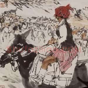 1979年 黄胄《牧马的柯尔克孜》国画人物作品图片赏析