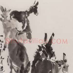 1975年 黄胄《六驴》国画综合作品图片赏析